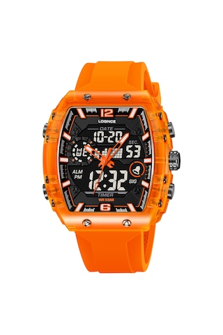 Loqnc 98003 Erkekler İçin Işıklı Elektronik Su Geçirmez Saat Turuncu Renk