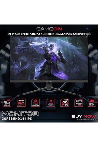 Gameon GOP28UHD144IPS 28" 1 MS 144 Hz IPS 4K Oyuncu Monitörü Siyah