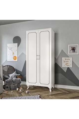 Stil 2 Kapaklı Modern Desenli Gardırop, Elbise Dolabı - Tamamı 1.