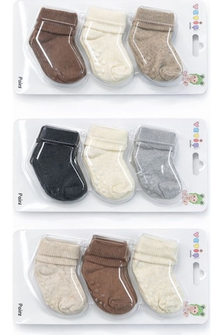Yetiş Socks Bebek Kaydırmaz Tabanlı Çorap Çok Renkli