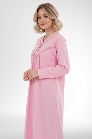 Markalinda 2202 Pembe %100 Pamuk Büyük Beden Kadın Gecelik Pembe