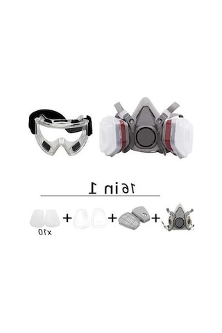 Trendooze 6200 Yeniden Kullanılabilir Yarım Maske Gözlüklü, Uzun Kullanım İçin