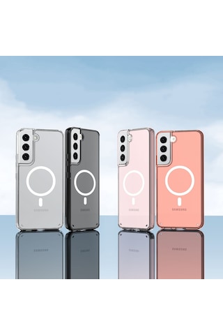 Ardemix Galaxy Uyumlu S23 Uyumlu Magsafe Şarj Özellikli Şeffaf Sert Pc Embos Kılıf-renksiz Renksiz