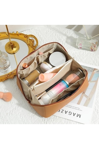 Cacaokozmetik Çantası Kadın Büyük Kapasiteli Taşınabilir Seyahat Tuvalet Malzemesi Saklama Çantası White