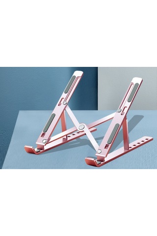 Fosenze 6 Kademeli Ayarlanabilir Portatif Laptop Standı - Alüminyum Gül Altını Renk, Ergonomik Soğutma Tasarımı