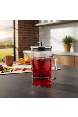 Metal Kapaklı French Press 1000 Ml - Paslanmaz Çelik Çerçeveli Büyük Boy Filtre Kahve Ve Bitki Çayı Demliği Çok Renkli