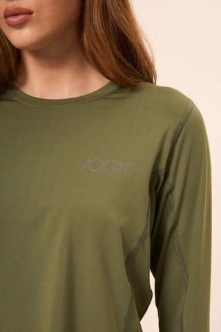 Zoor Kadın Uzun Kol Compression Fitness Gym Spor Body Tshirt Yeşil