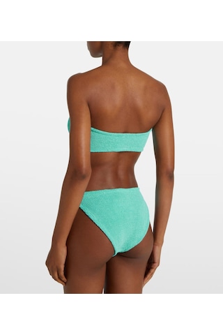 Deep Beach Straplez Dokulu Kumaş Bikini Takım Yeşil