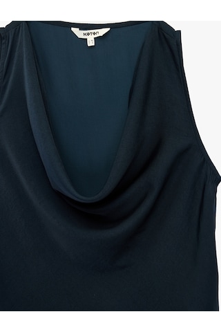 Koton Kolsuz Degaje Yaka Saten Bluz Lacivert 6sak60029pw