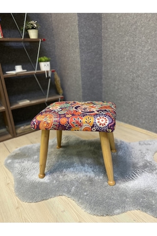 Trend Naturel Retro Ahşap Ayak Uzatma Pufu Makyaj Koltuğu Bench Tabure