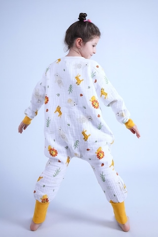 For My Baby 1 Tog Çocuk Uyku Tulumu Unisex Uzun Kollu Uyku Tulumu Ekru-turuncu
