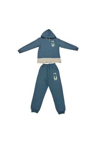 Erkek Çocuk İki İplik Pamuklu Eşofman Takımı-14625 İndigo