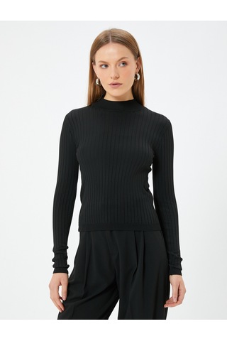 Koton Balıkçı Yaka Triko Kazak Uzun Kollu Slim Fit Siyah 5wak90007ht Siyah