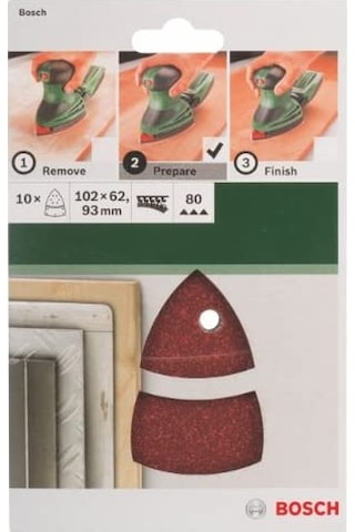 Bosch Multi Zımpara Kağıdı 10'lu 102 x 62/93 mm 80 Kum 11 Delik - 2609256A63