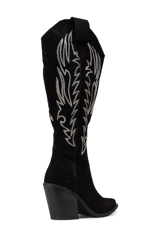 Deery Kadın Hakiki Süet Siyah Western Çizme - Z1614zsyhc01 Siyah