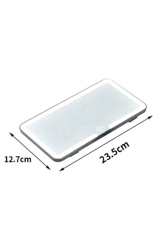 Techtic Araç İçi Led Işıklı Makyaj Aynası Dokunmatik Şarjlı 3 Modlu Hd Güneşlik Aynası 23,5-12,7 Cm Beyaz