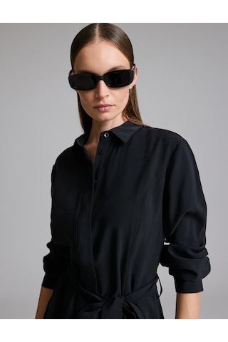 Pierre Cardin Siyah Regular Fit Dokuma Elbise 50333850-vr046