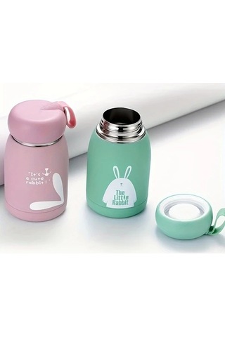 Trendooze 1 Adet Kahverengi Sevimli Tavşan Desenli Sızdırmaz Kapaklı Taşınabilir Seyahat Termosu Kahve Rengi Kahve Rengi