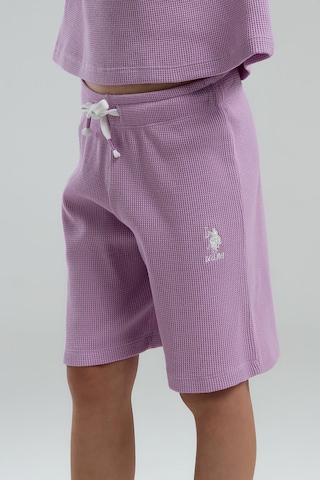 U.S. Polo Assn. Kız Çocuk Mor Bermuda Takım Mor