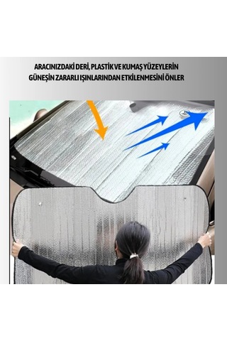 Sünger Dolgulu Metalize Reflektör Yüzeyli Katlanabilir Araç Güneşliği Uv Koruyucu Isı Yalıtımlı