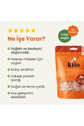 Kito Freeze Dried Hindi Göğüs Köpek Ödül Maması%100 Doğal, Glutensiz 30 Gr Dog Treat