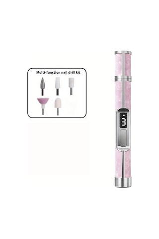 Willowhaven Profesyonel Tırnak Taşlama Ve Cilalama Kalemi Pembe Kolay Paket 5 Başlık Kablosuz 3 Hız Usb-c Şarj Ev Salon Manikür Pedikür