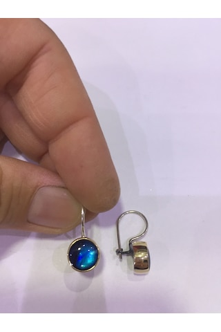 Okyanus Sedefi Taşı Gümüş Küpe 925 Ayar Doğal Taş