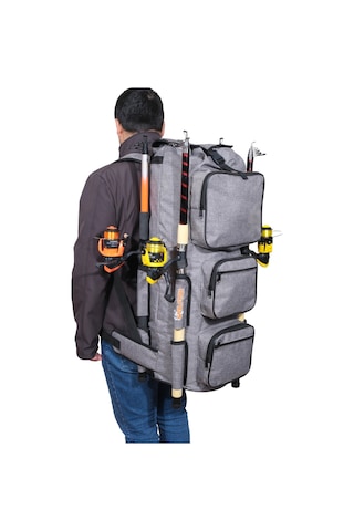 Wolfish Balıkçı Sırt Çantası Gri Büyük Boy 4 Olta Kapasiteli