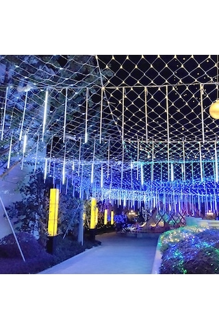 Novahub Yüksek Kaliteli Led Meteor Yağmuru Işıkları, Su Geçirmez Dış Mekan Dekorasyonu, 30cm 8 Adet, Avrupa Standartları Çok Renkli Çok Renkli