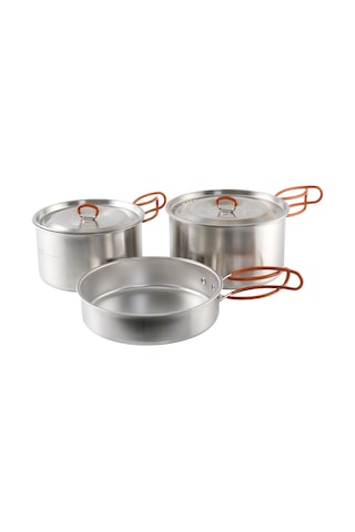 Easy Camp Moss Tour Cook Set Xl Paslanmaz Tencere Tava Çelik Kamp Yemek Seti Gümüş