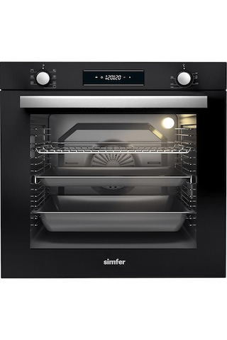 Simfer 8 Fonksiyon Siyah Multi Turbo Dijital 3'lü Ankastre Set (7381 Fırın + 3653 Ocak + 8611 Davlumbaz)