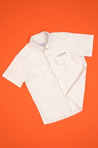 U.s. Polo Assn. Erkek Çocuk Krem Gömlek Kısa Kollu 50300416-vr071 KREM