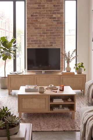 Yurudesign Dune Tv Ünitesi Orta Sehpa 2'li Set Ahşap Ayaklı Gerçek Jüt Kapak Sepet-jüt Dn7-sj