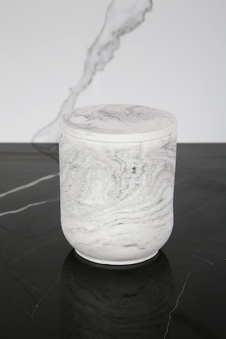 Mermer Desenli Beton Pamukluk Kapaklı Kutu Dekoratif Kutu Siyah Beyaz