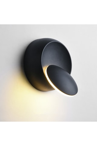 Led Duvar Lambası 360 Derece Döndürme Ayarlanabilir Başucu Lambası Beyaz Siyah Yaratıcı Duvar Lambası Siyah Modern Koridor Yuvarlak Lamba, Renk Sıcaklığı: Sıcak Beyaz Siyah