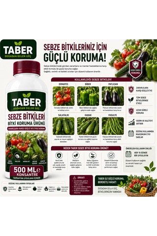Taber Sebze Bitki Bakım Ürünü 500 Ml Konsantre Sebzeler İçin Yapraktan Uygulama Diğer