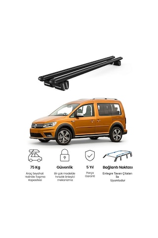 Pençe Volkswagen Caddy 2015 Ve Sonrası Uyumlu Siyah Ara Atkı Port Bagaj Tavan Barı