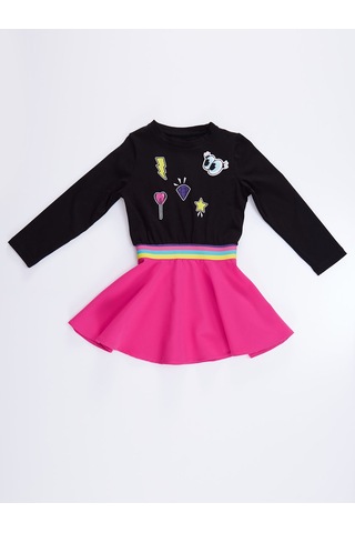 Denokids Mshb&g Emojili Kız Çocuk Elbise Renkli Çok Renkli