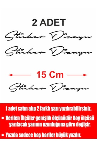 Kişiye Özel 2 Adet Isim Soyisim Yazılacak Yazı Sticker El Yazısı Isim Oto Araba Motosiklet Karavan Sticker 00028 15 Cm
