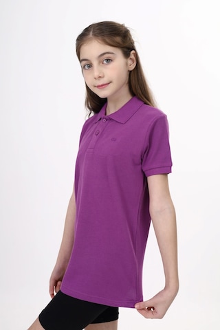 Toontoy Kids Toontoy Unisex Polo Yaka Düğmeli Uzun Kısa Tişört Mor