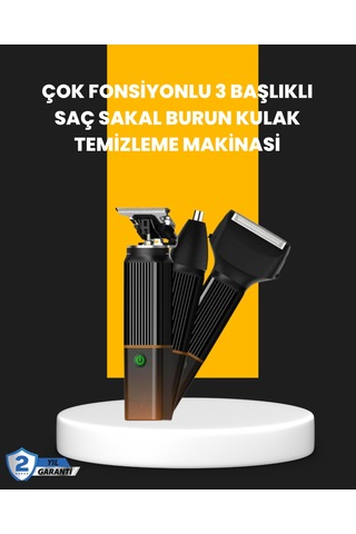 Usb-c Şarjlı 3 İn 1 Erkek Bakım Cihazı Sessiz Motorlu Saç Ve Sakal Kesme Makinesi 1 - 2 Saat