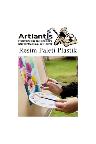 Plastik Masa Üstü 17 Hazneli Resim Paleti 5 Li Plastik Spatula Ve Resim Fırçası 1 Paket Ressam Sanatsal Palet Bıçağı