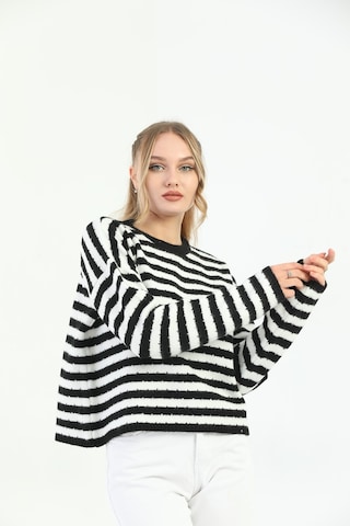 Youknitwear You Angora Çizgili Kazak Lacivert