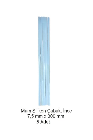 Silikon Mum Çubuk, İnce 7,5 X 300 Mm 5 Adet
