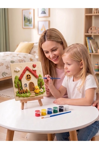 15x15 Sevimli Ev Taş Boyama Seti Çocuk Ve Yetişkin Hobi Kiti