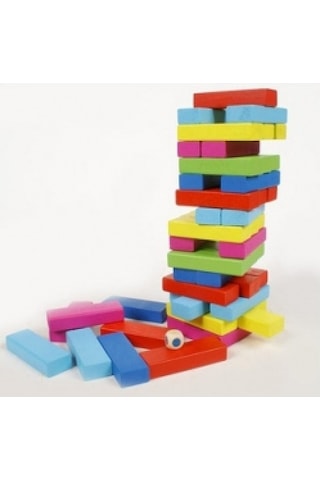 Jenga Renkli Ahşap Denge Taktik Beceri Oyunu Janga Puzzle 55