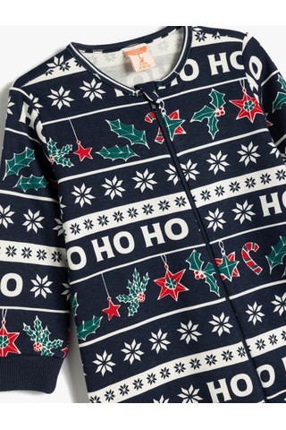 Koton Yılbaşı Temalı Baskılı Tulum Pamuklu Lacivert Desenli 5wmb10416tk Lacivert