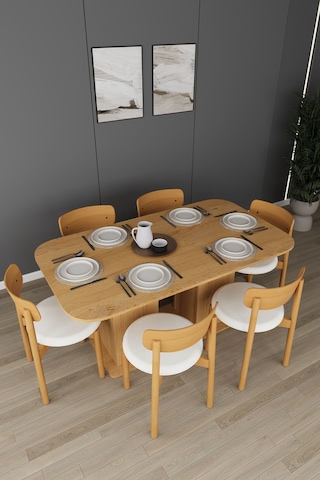 Lüks Yemek Odası Takımı 3 Parça %100 Mdf Konsol Yemek Masası Tv Ünitesi Yt01 Beyaz - Karına