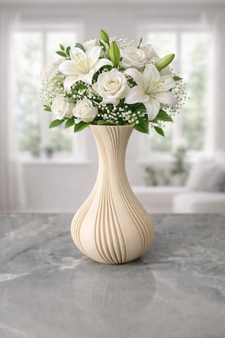3d Tasarım Dekoratif Vazo 21 Cm Bej 3d Tasarım Dekoratif Vazo 21 Cm Bej