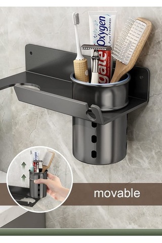 Didadodo Jl Metal Saç Kurutma Makinesi Duvara Monte Tutucu Saklama Kutusu, Küçük Tasarım Siyah